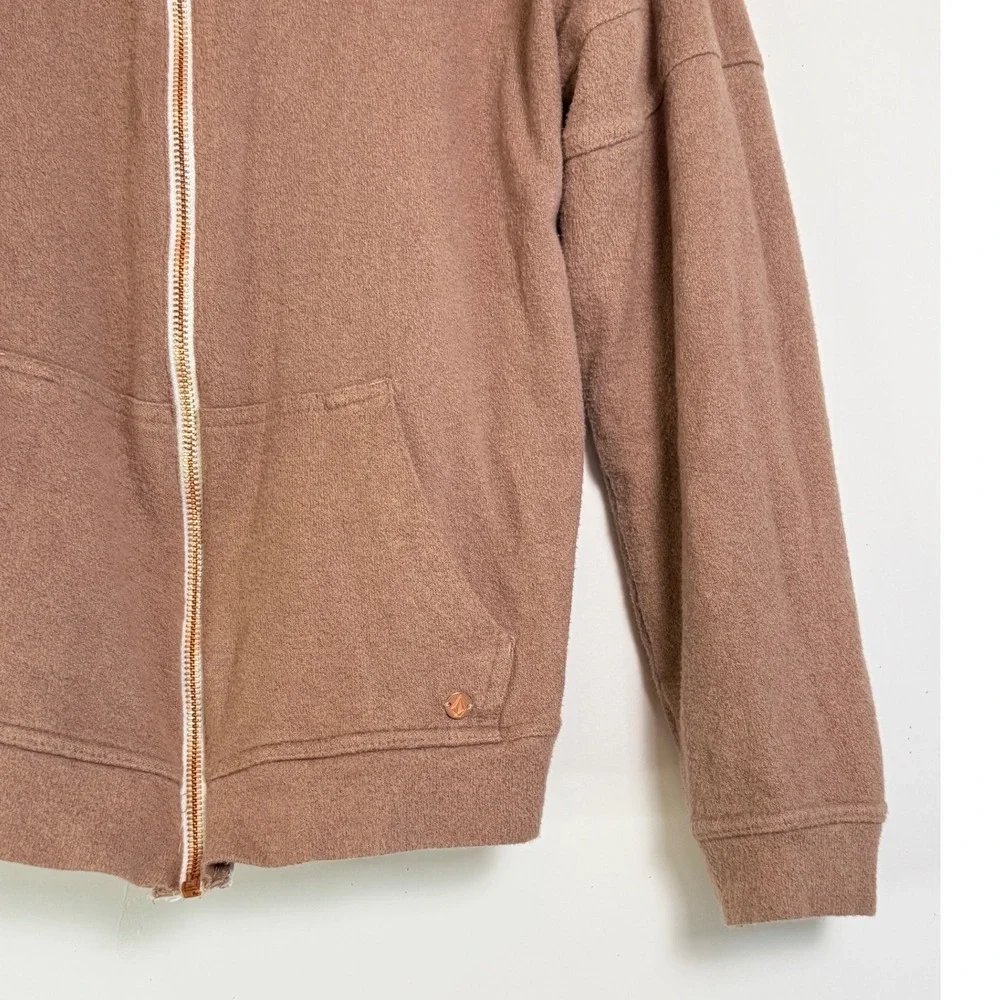 Volcom Lived in Lounge Zip Up Hoodie Rose Mauve Cozy Fleece Women's Size‎ S